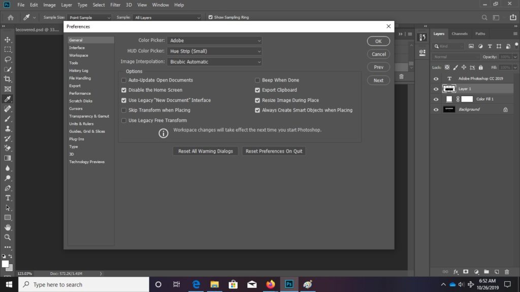 preferences photoshop