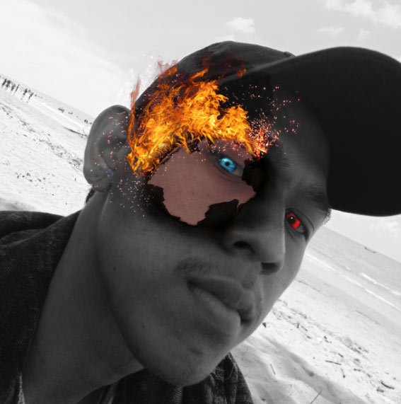 hasil yang kita dapat fire editing face