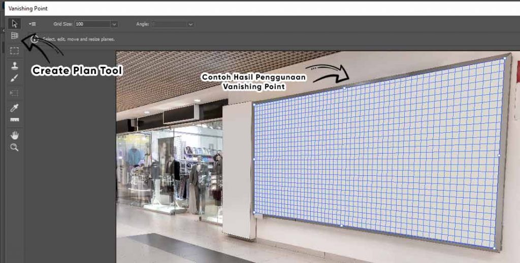 cara penggunaan create new plan di vanishing point photoshop cc 2020