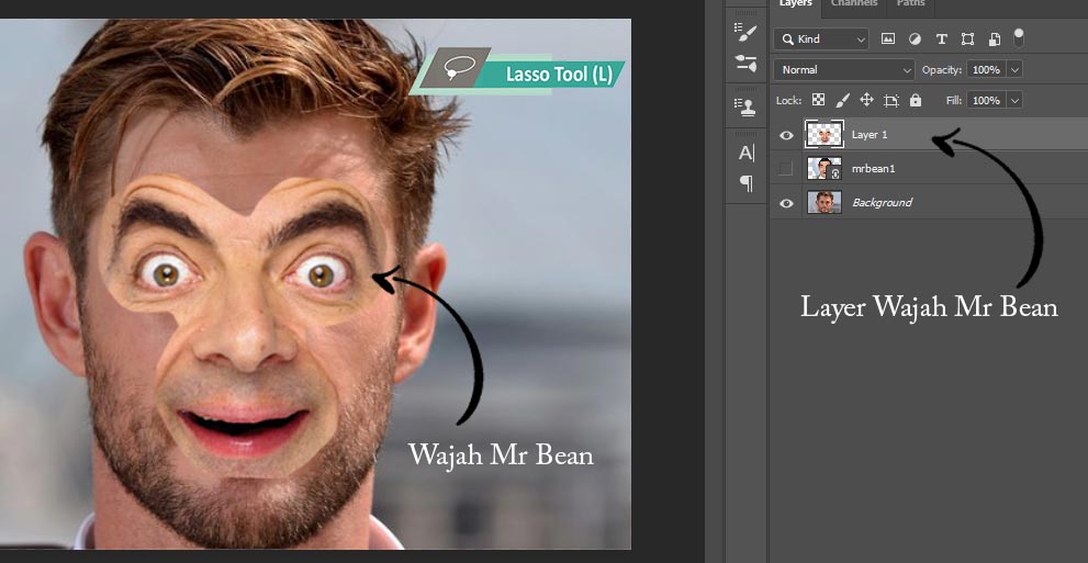 tutorial mengganti wajah photoshop cc 2020 sampai mahir dengan mr bean